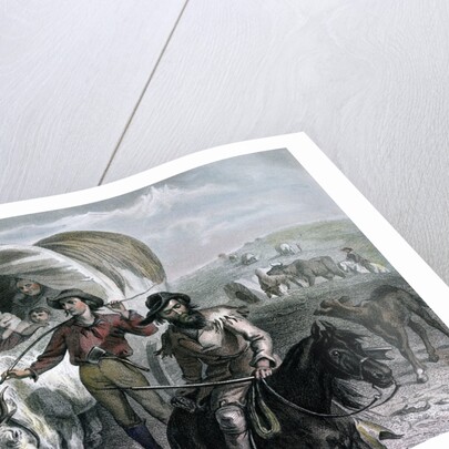 Engraving of Emigrants Crossing Plains by Anonymous