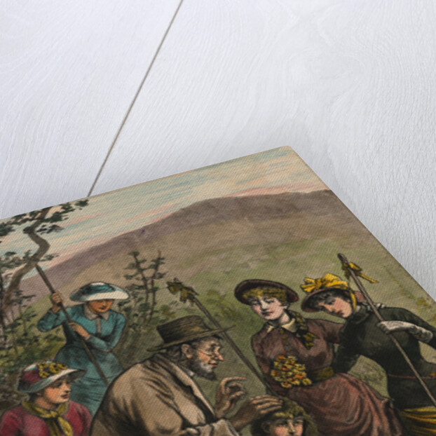 Phrenologist and Women on Mountain Trail by Anonymous