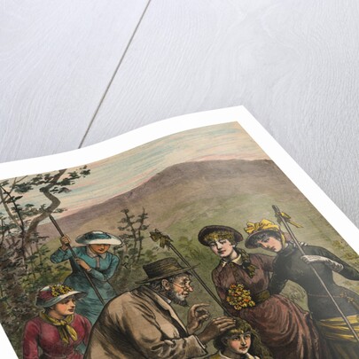 Phrenologist and Women on Mountain Trail by Anonymous
