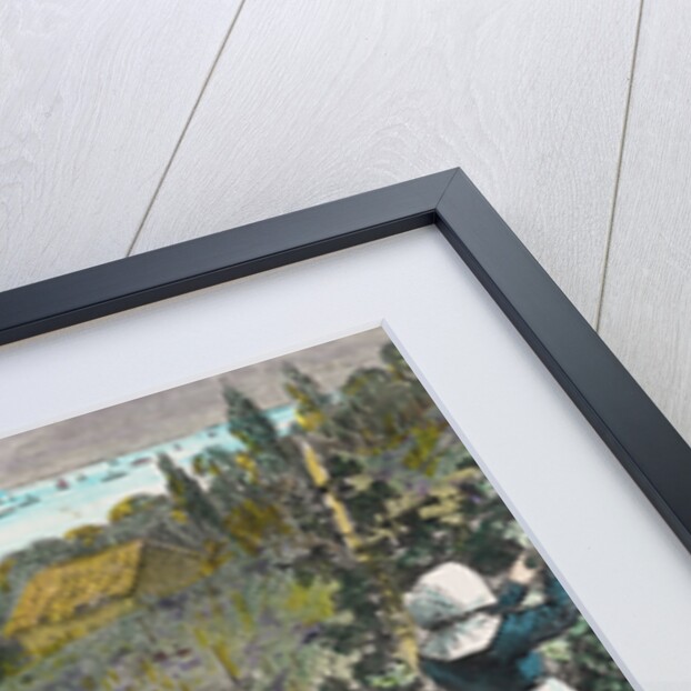 Farmers Picking Grapes on River's Edge by Anonymous