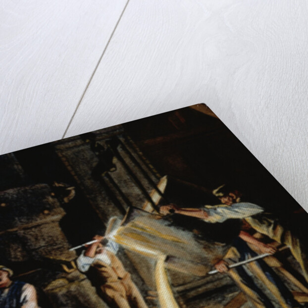 19th-Century Print of Men Casting Iron by Anonymous