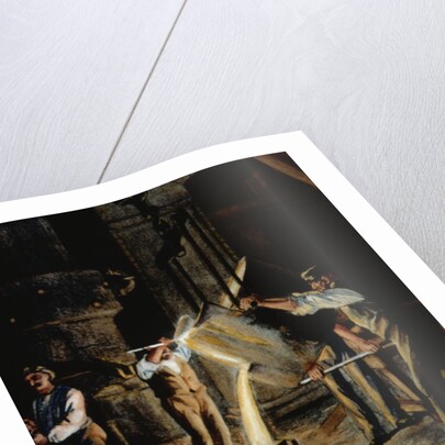 19th-Century Print of Men Casting Iron by Anonymous