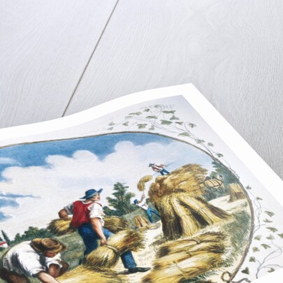 19th-Century Print of Farmers Harvesting Crops by Anonymous