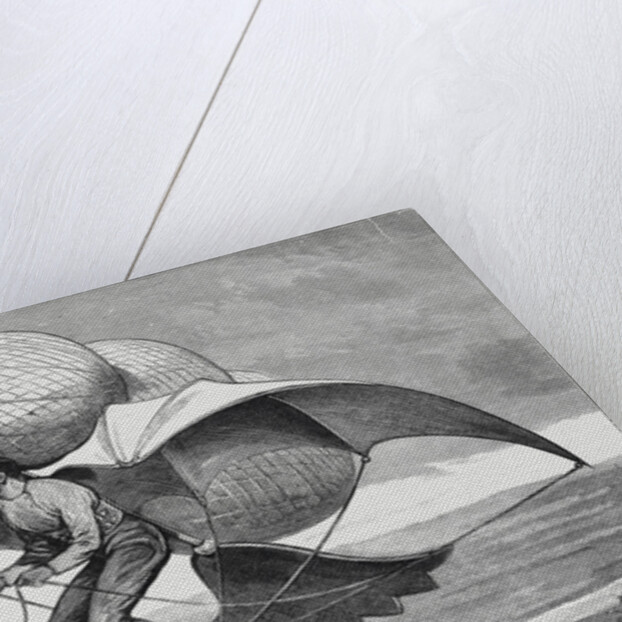 Illustration of Man Flying Type of Aircraft by Anonymous