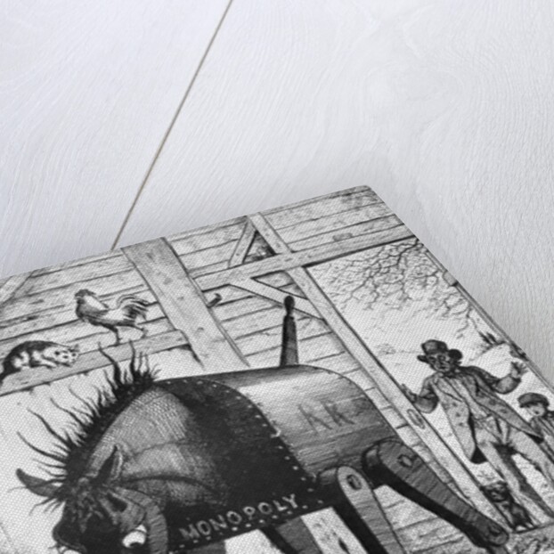 Illusional Depiction of Monopolizing Iron Horse Controlling Farmers by Anonymous