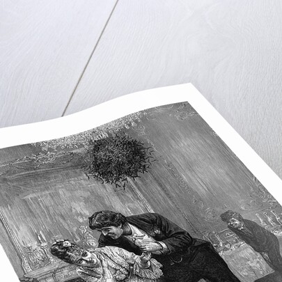 Stolen Kiss Under the Mistletoe by Frederick Barnard