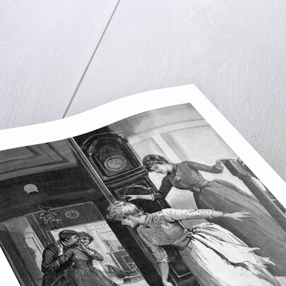 Couple Caught Kissing Under the Mistletoe by Frank E. Cox