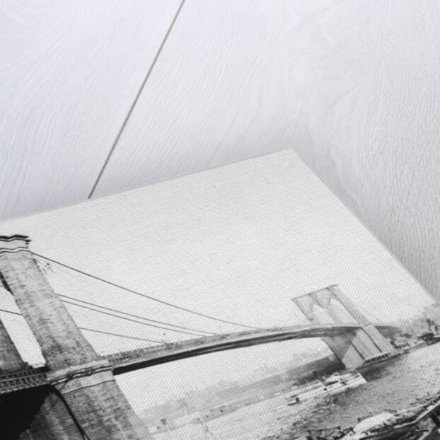 Steam Ship Passing Underneath Brooklyn Bridge by Anonymous