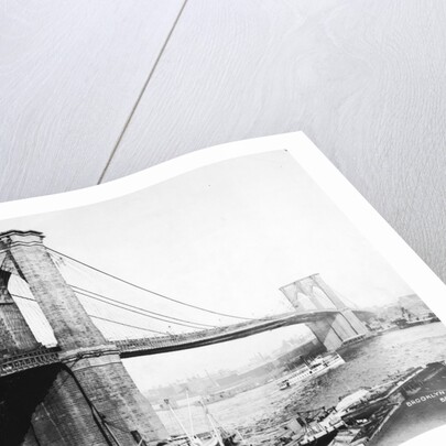 Steam Ship Passing Underneath Brooklyn Bridge by Anonymous