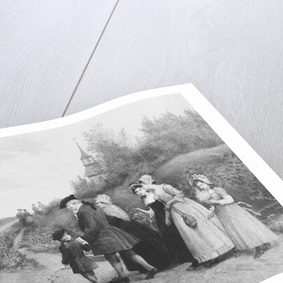 19th-Century Print of Colonists Walking to Church by James S. King