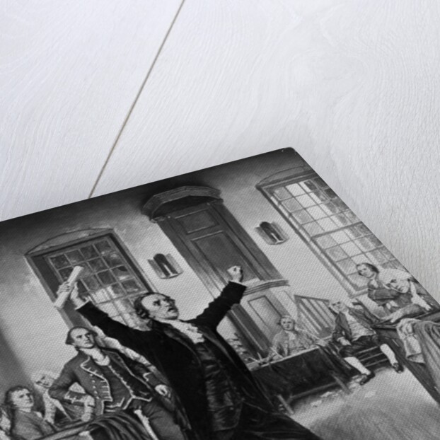 Illustration of Revolutionary Patrick Henry Gesturing During Speech by Anonymous
