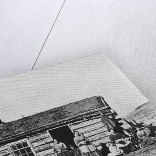 Mormon Family Outside Log Cabin by Anonymous