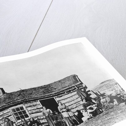 Mormon Family Outside Log Cabin by Anonymous