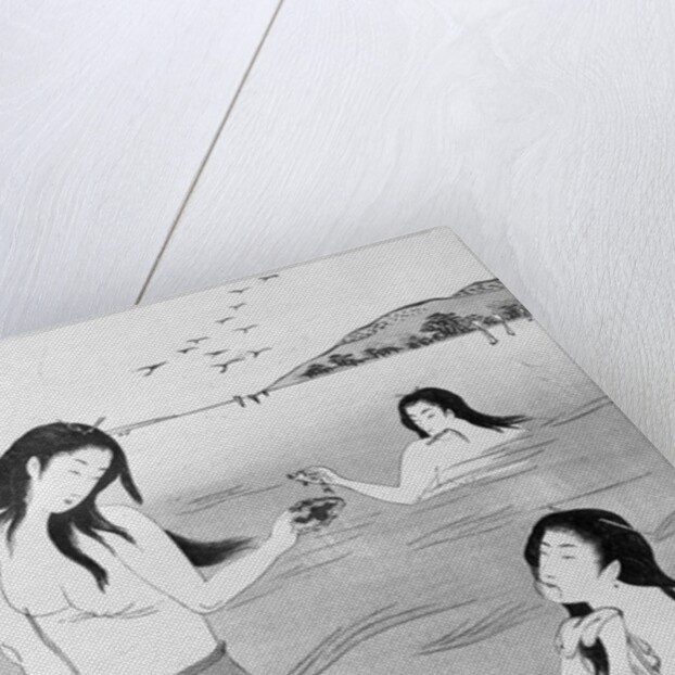 Woodblock Print of Japanese Female Pearl Divers by Anonymous