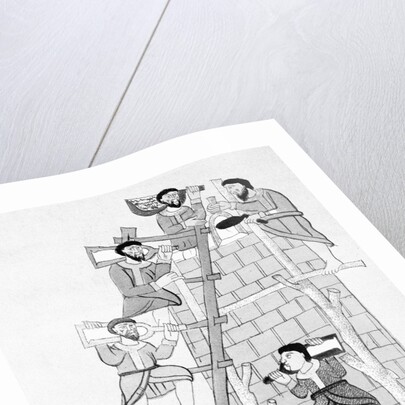 Men on and near Ladder While Constructing a Tower by Anonymous