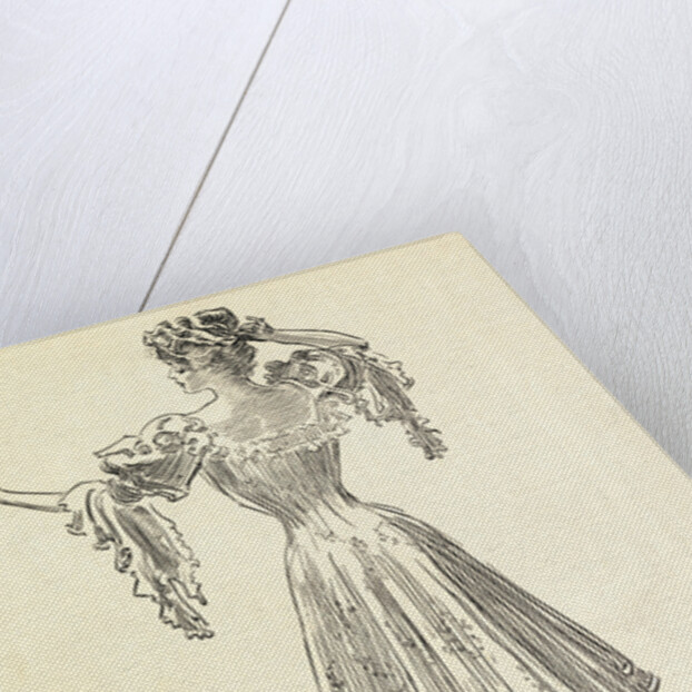 Illustration of Woman Wearing Gown with Corset by Anonymous