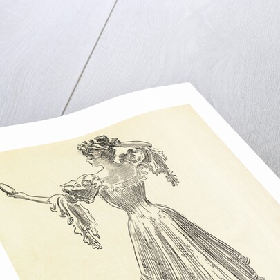 Illustration of Woman Wearing Gown with Corset by Anonymous