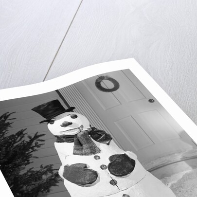 Dapper Snowman Outside a House by Anonymous