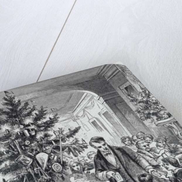 Illustration of Family and Friends Exchanging Gifts by Anonymous