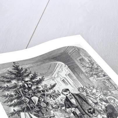 Illustration of Family and Friends Exchanging Gifts by Anonymous