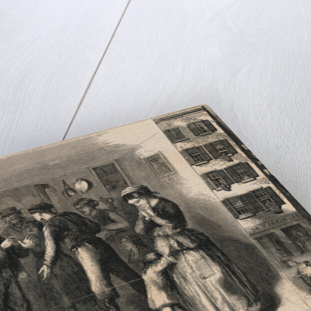 Illustration of Family Distraught over Drunk Father on Floor by Anonymous