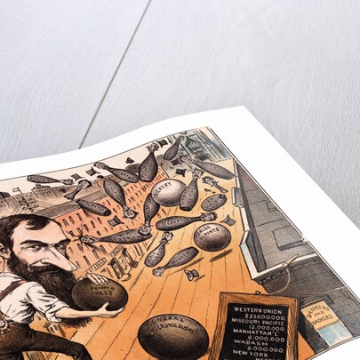 Cartoon of Jay Gould Bowling in Street by Anonymous