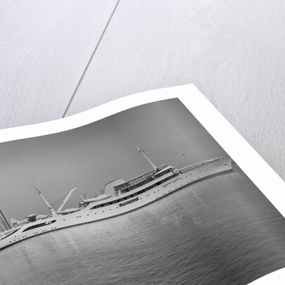 Onasis Yacht Docked Near Shore by Anonymous