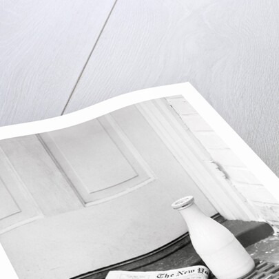 Morning Paper and Milk Bottle on Doorstep by Anonymous