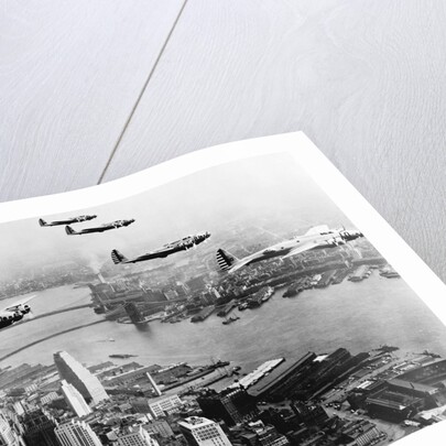 Bombers Flying in Formation over the Hudson River by Anonymous