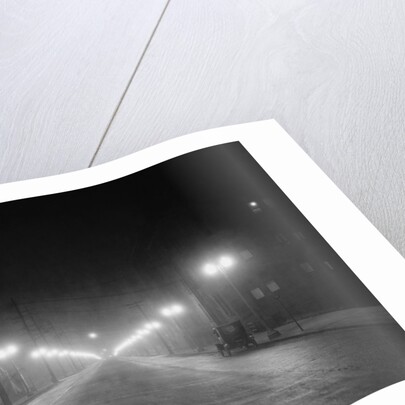 Lights Along a Foggy Street by Anonymous