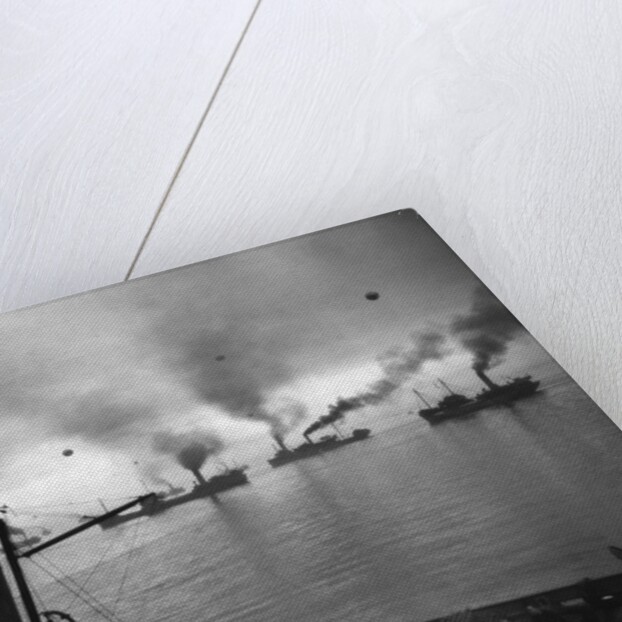 Coastal Naval Convoy at British Port, 1942 by Anonymous