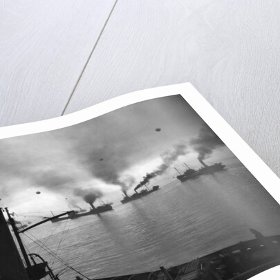 Coastal Naval Convoy at British Port, 1942 by Anonymous