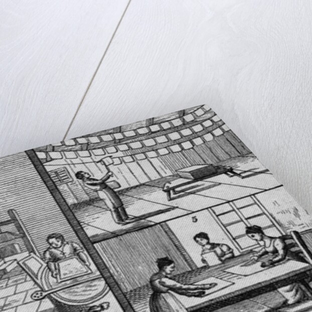 Engraving of the Process of Paper Making by Hand