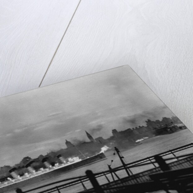 The S.S. Mauretania and New York City Skyline by Anonymous