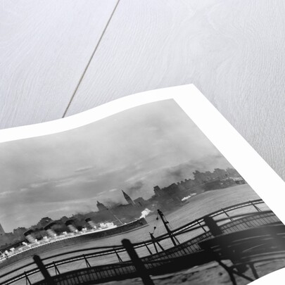 The S.S. Mauretania and New York City Skyline by Anonymous