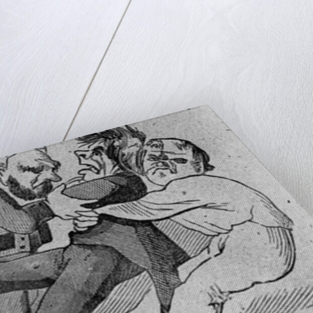 Political Cartoon Enttitled, "Rebel Enlistment-A'Willing Voluteer.'" Shows man Being Forced, 1862 by Anonymous