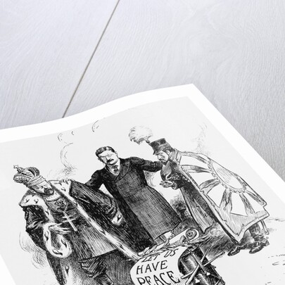 Cartoon Depicting President Teddy Roosevelt Speaking to the Russian Czar and Japanese Emperor by Anonymous