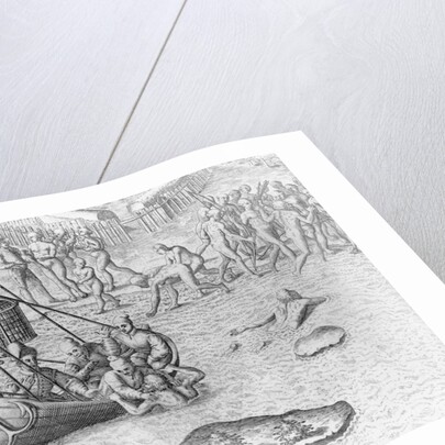 Johannes Staden Tries to Swim to a French Boat to Escape the Indians by Theodor de Bry From America by Anonymous