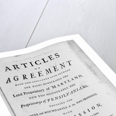 Title Page Woodcut by Benjamin Franklin of the "Articles of Agreement...Maryland and Pensilvania" by Anonymous