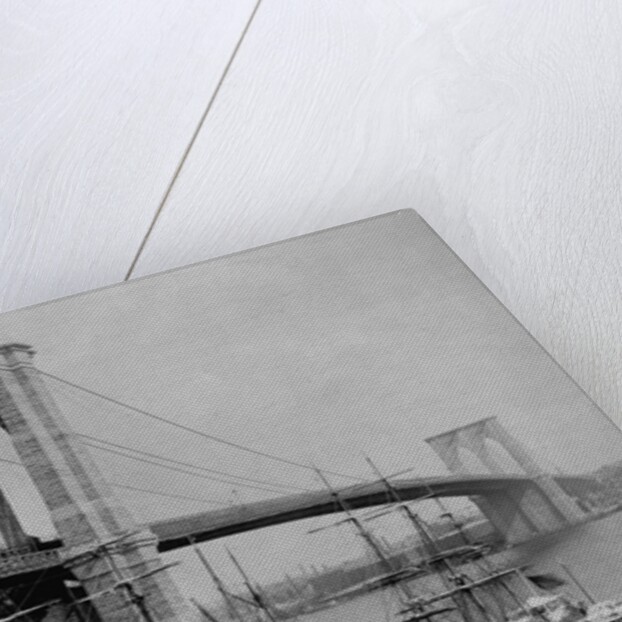 Brooklyn Bridge and Sailing Ships by Anonymous