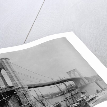 Brooklyn Bridge and Sailing Ships by Anonymous