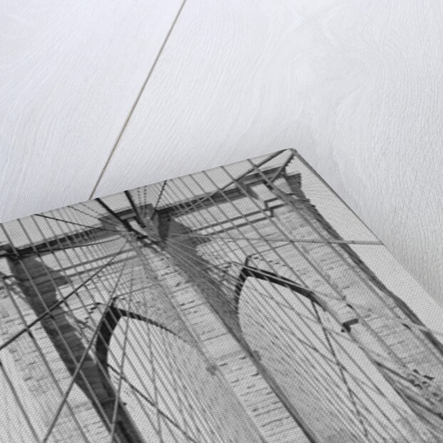 New York and Brooklyn Bridge; (People standing and walking on) Manhattan Tower by George P. Hall