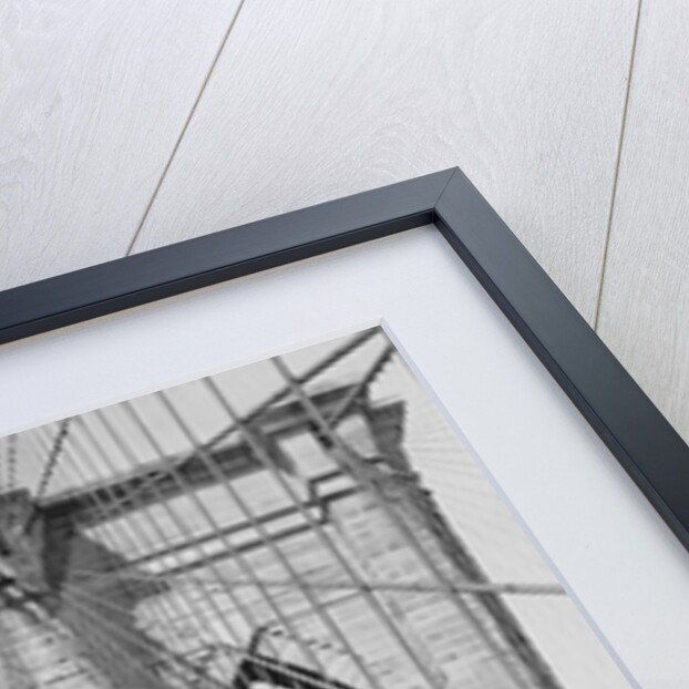 New York and Brooklyn Bridge; (People standing and walking on) Manhattan Tower by George P. Hall