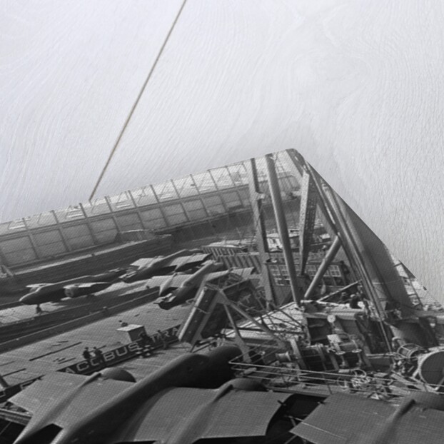 Heavy bombers on barges awaiting loading onto cargo vessel in New York harbor for shipment under provisions of the lend-lease by Anonymous