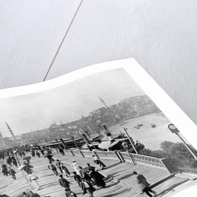 Galata Bridge Spanning Golden Horn to Blue Mosque by Anonymous