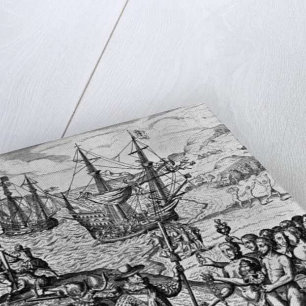 Eighteenth Century Etching of Christopher Columbus on Hispanola by Anonymous