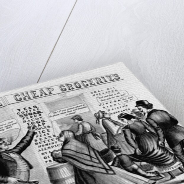 Nineteenth Century Lithograph of "Cheap Groceries" by Anonymous
