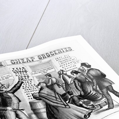 Nineteenth Century Lithograph of "Cheap Groceries" by Anonymous