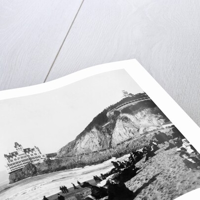 Crowds Enjoy the Beach Below the Cliff House by Anonymous