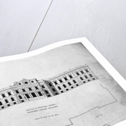 Sketch of Principal Front. Proposed Library Building by John Fraser